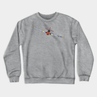 P-51 Mustang Aircraft Illustration Crewneck Sweatshirt